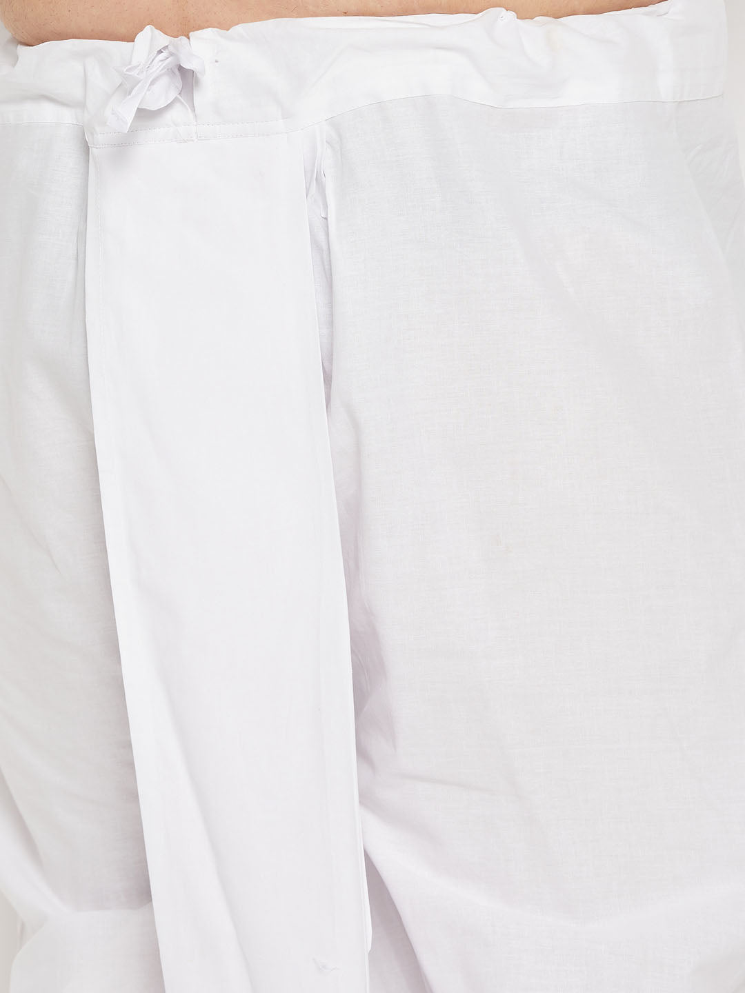 Men's Plus Size Yellow Chikankari Embroidered Kurta And White Dhoti Set