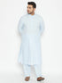 Men's Plus Size Aqua Blue Cotton Blend Pathani Set