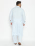 Men's Plus Size Aqua Blue Cotton Blend Pathani Set