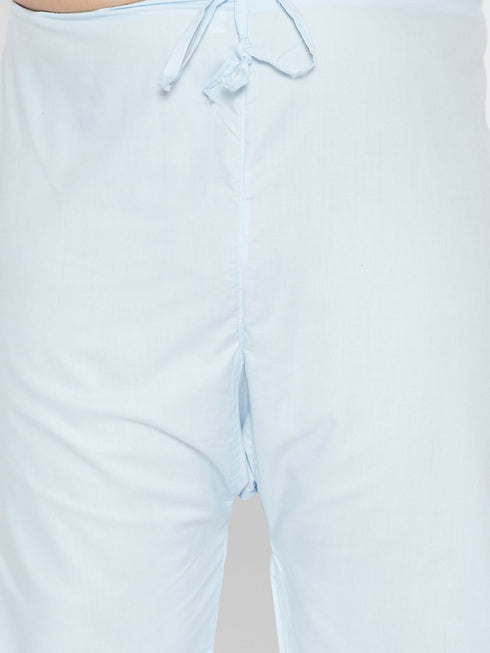 Men's Plus Size Aqua Blue Cotton Blend Pathani Set