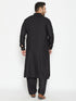 Men's Plus Size Black Cotton Blend Pathani Set