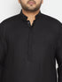 Men's Plus Size Black Cotton Blend Pathani Set