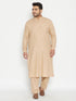 Men's Plus Size Light Brown Cotton Blend Pathani Set