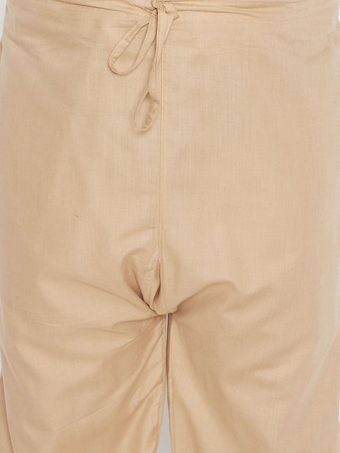 Men's Plus Size Light Brown Cotton Blend Pathani Set