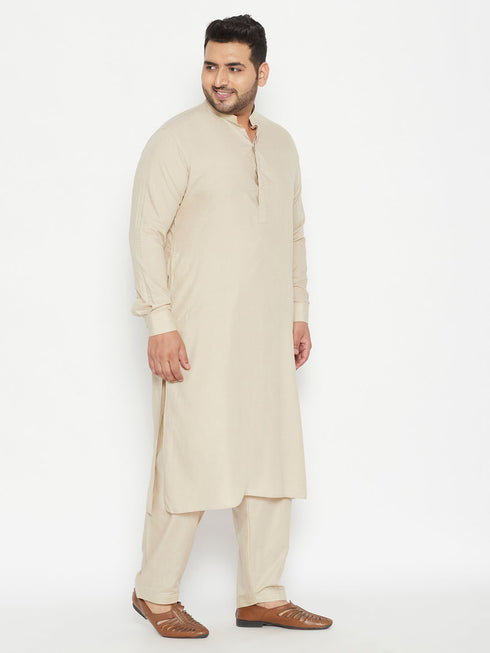 Men's Plus Size Green Cotton Blend Pathani Set