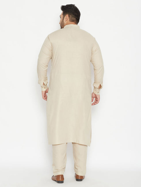 Men's Plus Size Green Cotton Blend Pathani Set