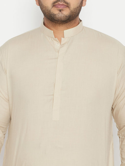 Men's Plus Size Green Cotton Blend Pathani Set