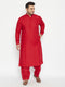 Men's Plus Size Maroon Cotton Blend Pathani Set