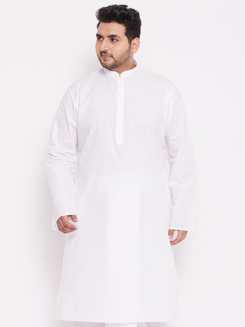 Men's Plus Size White Cotton Kurta