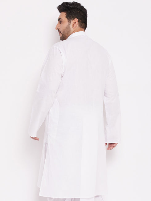 Men's Plus Size White Cotton Kurta