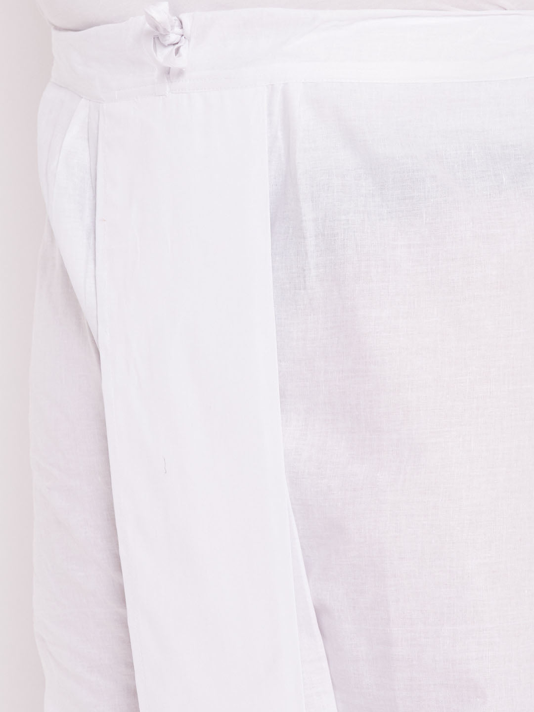 Men's Plus Size White Cotton Kurta And Dhoti Set