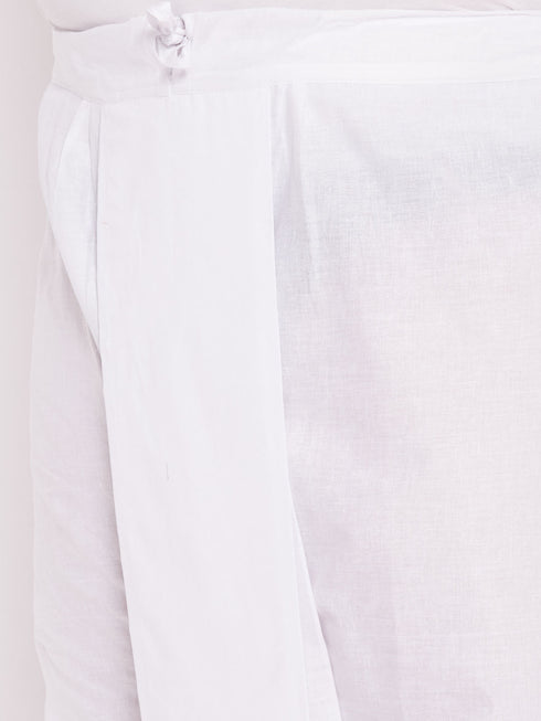 Men's Plus Size White Cotton Kurta And Dhoti Set