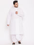 Men's Plus Size White Cotton Kurta And Dhoti Set