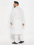Men's Plus Size White Cotton Kurta And Cotton Pant Style Pyjama Set