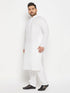 Men's Plus Size White Cotton Kurta And Cotton Pant Style Pyjama Set
