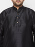 Men's Plus Size Black Silk Blend Kurta And Gold Dhoti Set