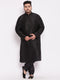 Men's Plus Size Black Cotton Silk Blend Kurta And Pyjama Set