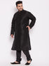 Men's Plus Size Black Cotton Silk Blend Kurta And Pyjama Set