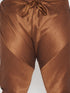 Men's Plus Size Coffee Brown Silk Blend Kurta Pyjama Set