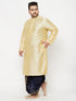 Men's Plus Size Gold Silk Blend Kurta And Navy Blue Dhoti Set