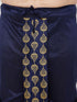 Men's Plus Size Gold Silk Blend Kurta And Navy Blue Dhoti Set