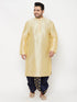 Men's Plus Size Gold Silk Blend Kurta And Navy Blue Dhoti Set
