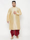Men's Plus Size Gold Silk Blend Kurta And Maroon Dhoti Set