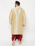 Men's Plus Size Gold Silk Blend Kurta And Maroon Dhoti Set