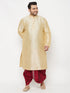 Men's Plus Size Gold Silk Blend Kurta And Maroon Dhoti Set