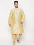 Men's Plus Size Gold Silk Blend Kurta And Gold Dhoti Set
