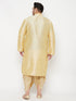 Men's Plus Size Gold Silk Blend Kurta And Gold Dhoti Set