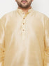 Men's Plus Size Gold Silk Blend Kurta And Maroon Solid Dhoti Set