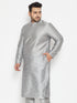 Men's Plus Size Grey Silk Blend Kurta