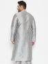 Men's Plus Size Grey Silk Blend Kurta