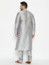 Men's Plus Size Grey Silk Blend Kurta Pyjama Set