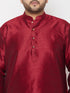 Men's Plus Size Maroon Silk Blend Kurta And Gold Dhoti Set