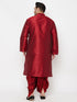 Men's Plus Size Maron Silk Blend Kurta And Maroon Solid Dhoti Set