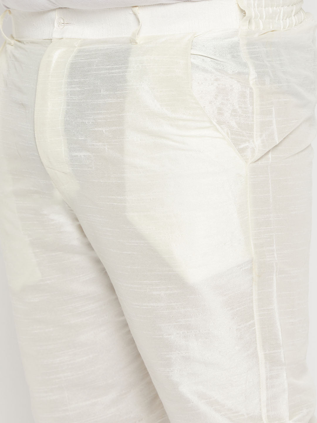 Men's Plus Size Maroon Silk Blend Kurta And Cream Pant Style Pyjama Set