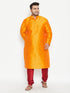 Men's Plus Size Orange Silk Blend Kurta