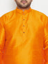 Men's Plus Size Orange And Maroon Silk Blend Kurta Pyjama Set