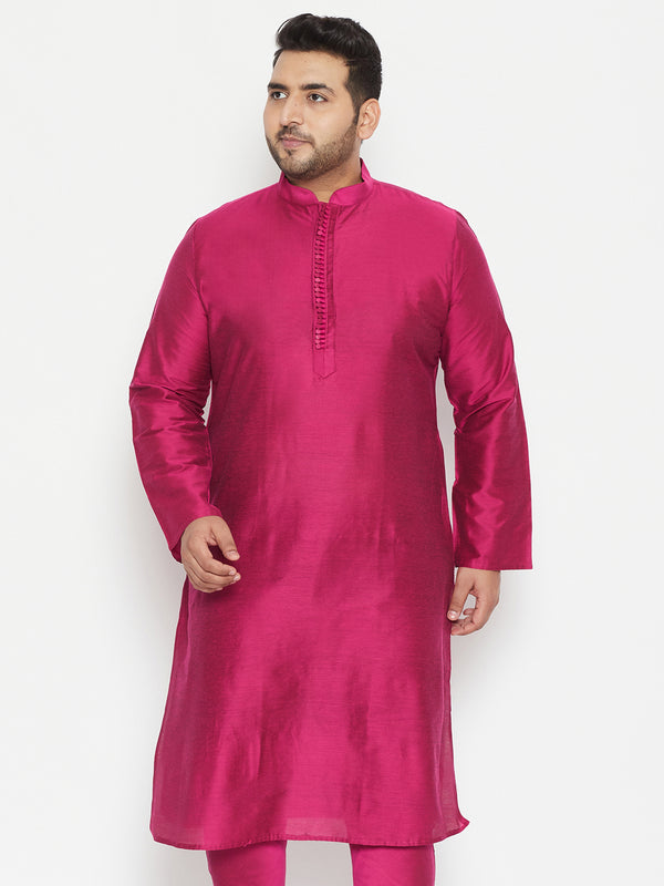 Men's Plus Size Fushia Pink Viscose Blend Kurta
