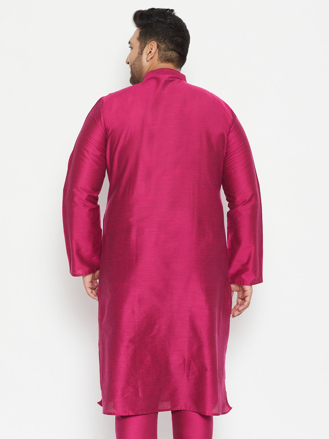 Men's Plus Size Fushia Pink Viscose Blend Kurta