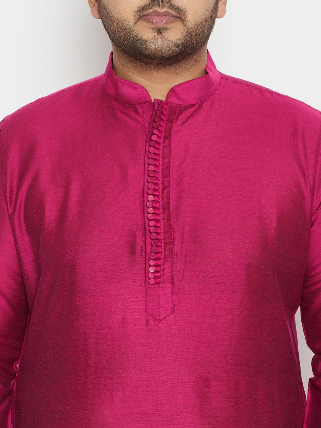 Men's Plus Size Fushia Pink Viscose Blend Kurta