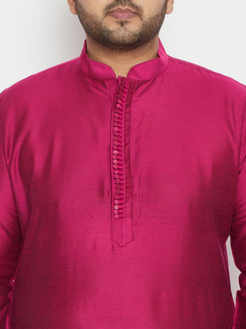 Men's Plus Size Fushia Pink Viscose Blend Kurta