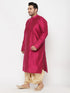 Men's Plus Size Fuchsia Silk Blend Kurta And Gold Dhoti Set