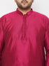 Men's Plus Size Fuchsia Silk Blend Kurta And Gold Dhoti Set