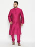 Men's Plus Size Fushia Pink Viscose Blend Kurta Pyjama Set