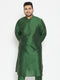 Men's Plus Size Green Viscose Blend Kurta