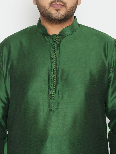 Men's Plus Size Green Viscose Blend Kurta