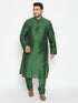 Men's Plus Size Green Viscose Blend Kurta